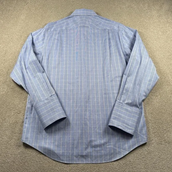 Charles Tyrwhitt Men Dress Shirt Size 17/35 Fit Blue Plaid French Cuff - Picture 3 of 6